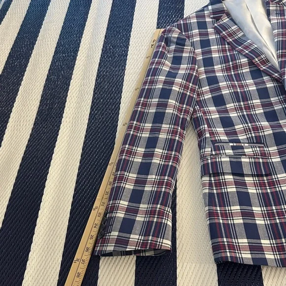Paisley & Gray Dover Notch Jacket Navy and Red Plaid Blazer
